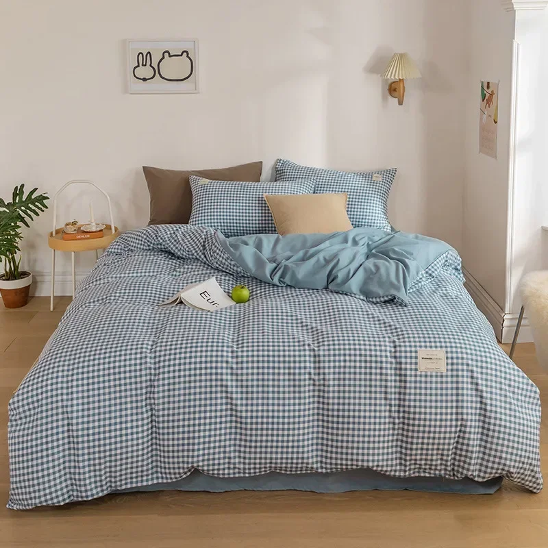 Bedding Set New Grid Dyed Cotton Washed Cotton Four-piece Set Pure Cotton Brushed Simple Super Soft Bed Sheet Quilt Cover Linens
Bedding Set New Grid Dyed Cotton Washed Cotton Four-piece Set Pure Cotton Brushed Simple Super Soft Bed Sheet Quilt Cover Linens