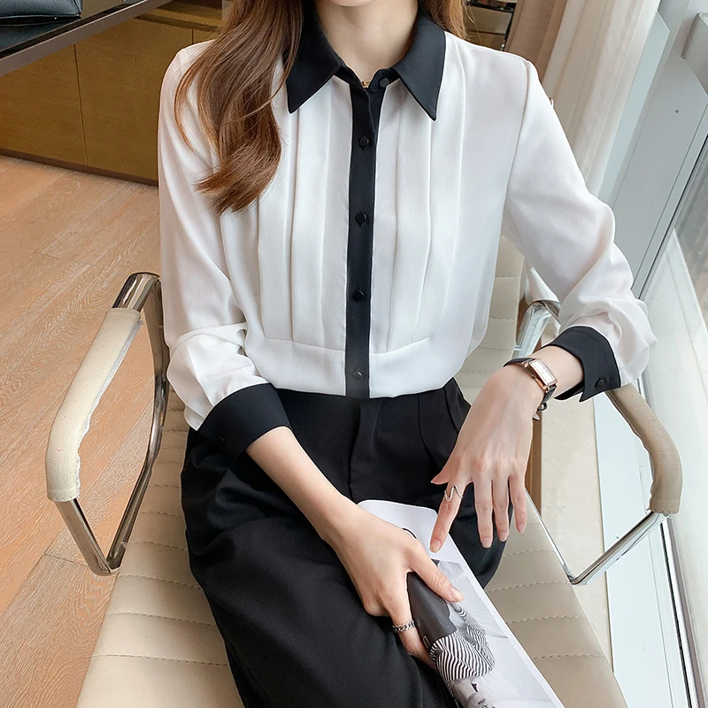 Summer New Blouses Women's Clothing Polo Shirt Long Sleeve Top Stitching Girl Chiffon Casual Fashion Solid Loose
Summer New Blouses Women's Clothing Polo Shirt Long Sleeve Top Stitching Girl Chiffon Casual Fashion Solid Loose