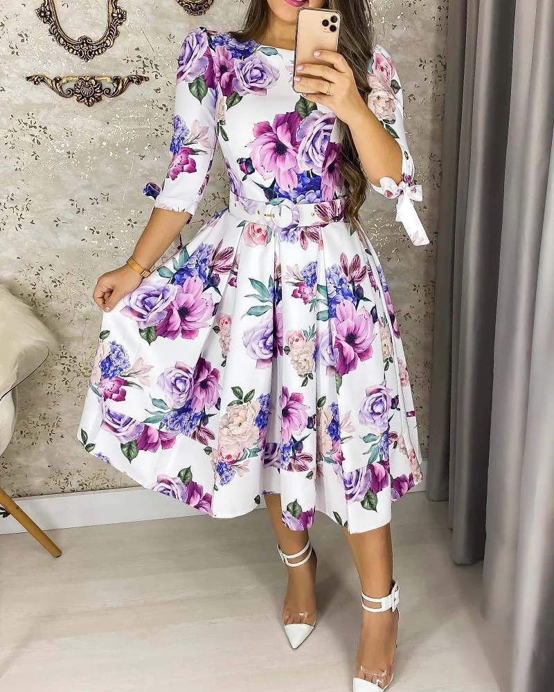 Women Dress Long Sleeve Round Neck High Waist A Word Loose Flower Print Spring Summer Fashion Tie Sexy Loose Round Neck Jumpsuit
Women Dress Long Sleeve Round Neck High Waist A Word Loose Flower Print Spring Summer Fashion Tie Sexy Loose Round Neck Jumpsuit