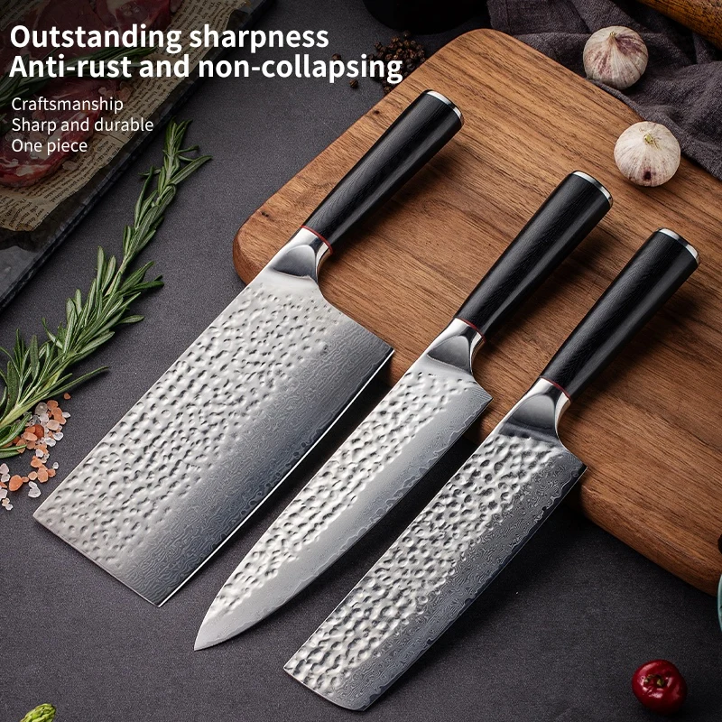 Kitchen Knives Set Professional Chef Knives Damascus Steel Handmade High Hardness Meat Cleaver Chopping Slicing Nakiri Knife
Kitchen Knives Set Professional Chef Knives Damascus Steel Handmade High Hardness Meat Cleaver Chopping Slicing Nakiri Knife