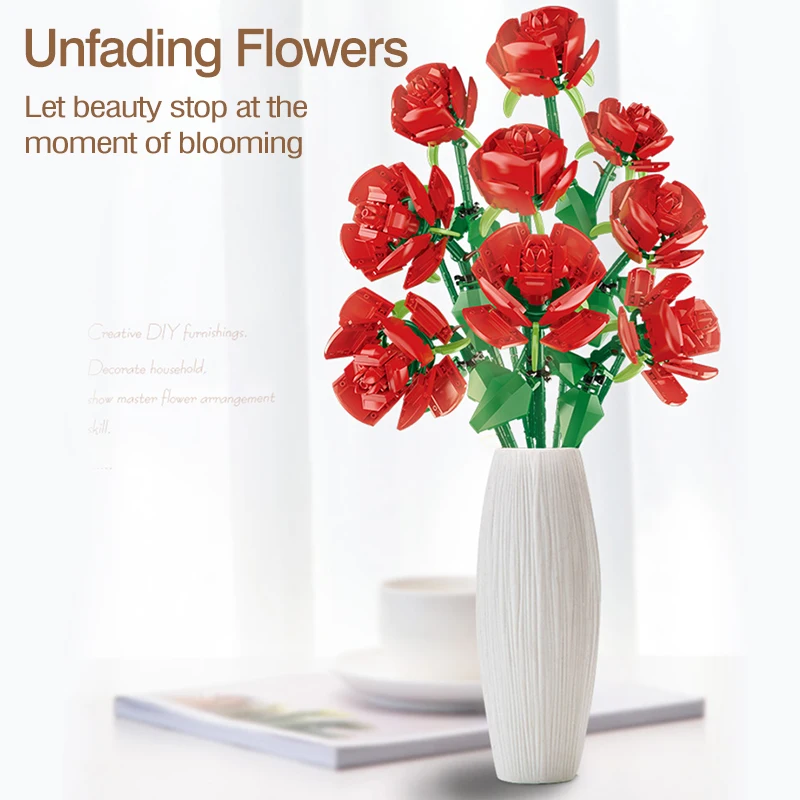 Ideas DIY Rose Flower Bouquet Model Building Blocks Bricks DIY Kids Educational Toys For Girldfriend Festival Gift
Ideas DIY Rose Flower Bouquet Model Building Blocks Bricks DIY Kids Educational Toys For Girldfriend Festival Gift