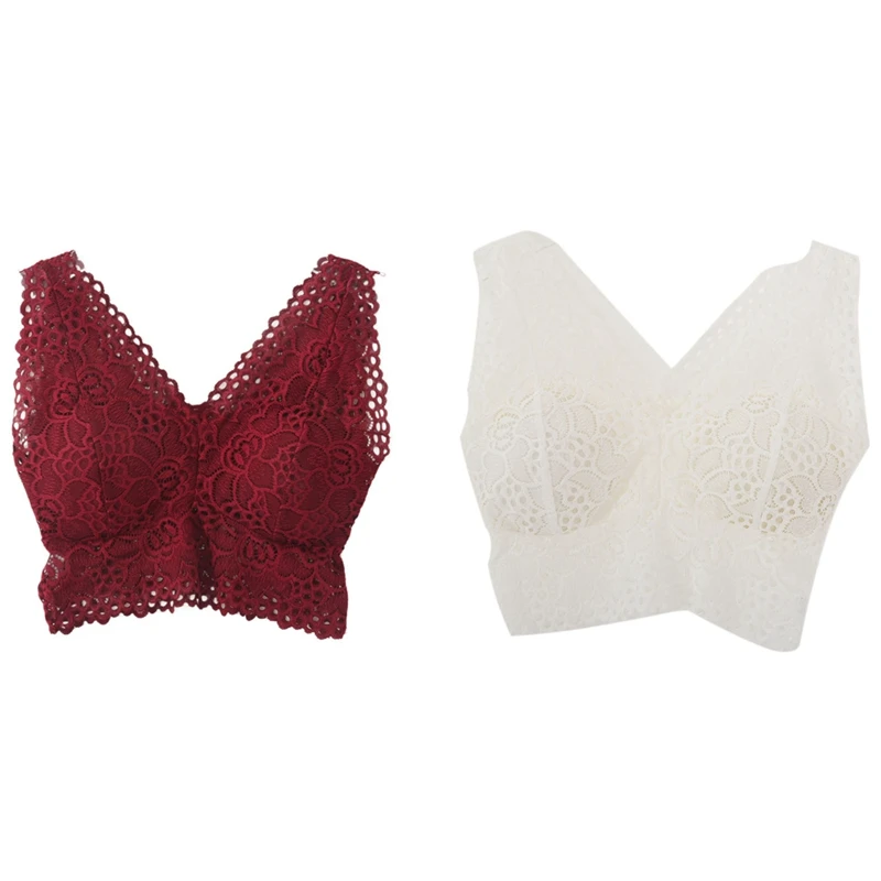 2Pcs Women Flower Tank Top Bra Lace Floral Crochet Vest Crop Top, Red Wine & White
2Pcs Women Flower Tank Top Bra Lace Floral Crochet Vest Crop Top, Red Wine & White