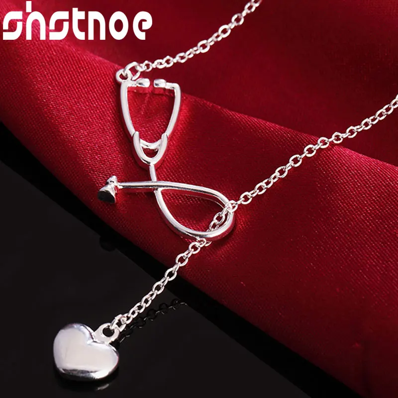 925 Sterling Silver Stethoscope Heart Pendant Necklace 18 Inch Chain For Women Man Engagement Wedding Fashion Charm Jewelry
925 Sterling Silver Stethoscope Heart Pendant Necklace 18 Inch Chain For Women Man Engagement Wedding Fashion Charm Jewelry