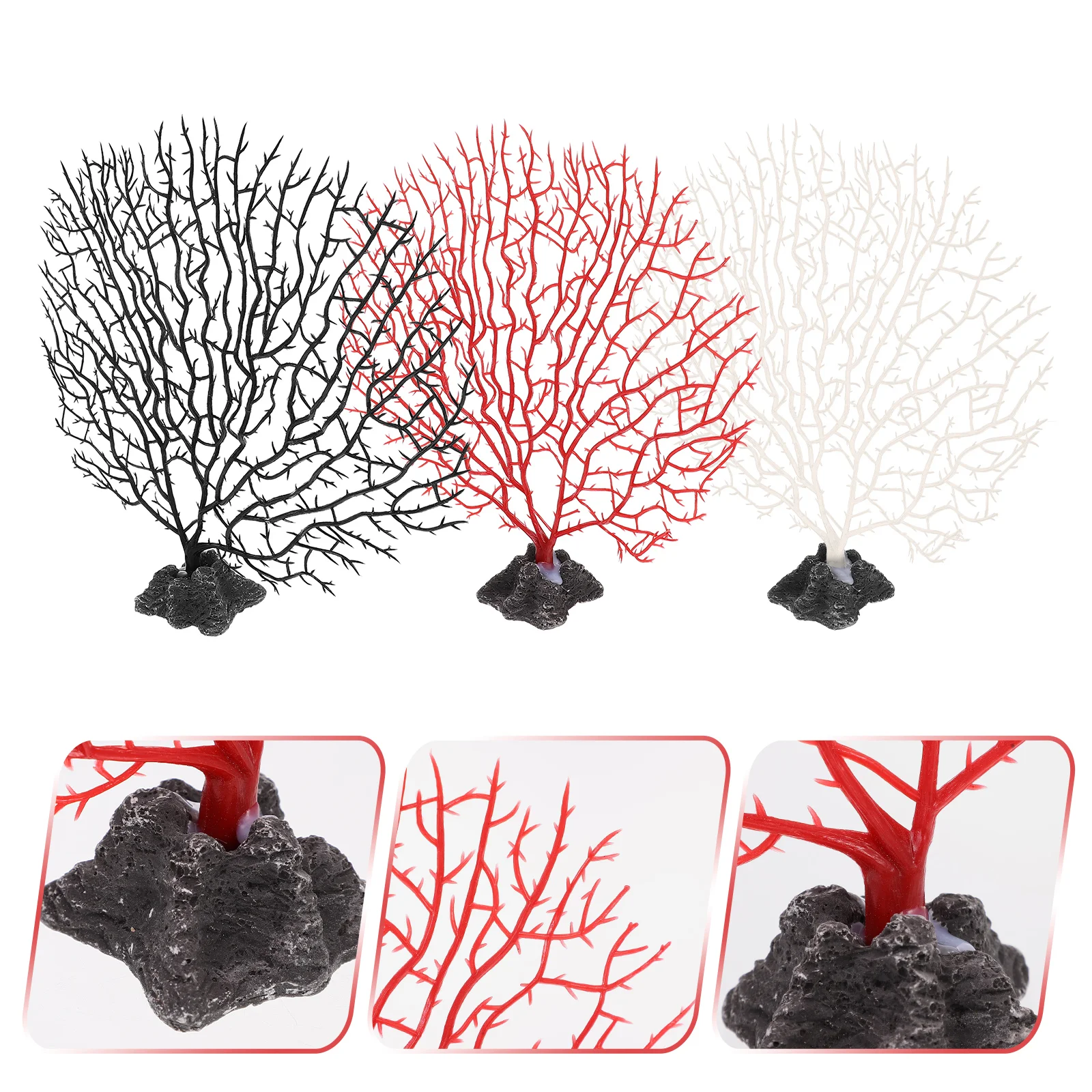 

3 Pcs Simulated Coral Ornaments Sushi Decorations Wedding Table Serving Plate Dish Decorate Accessories