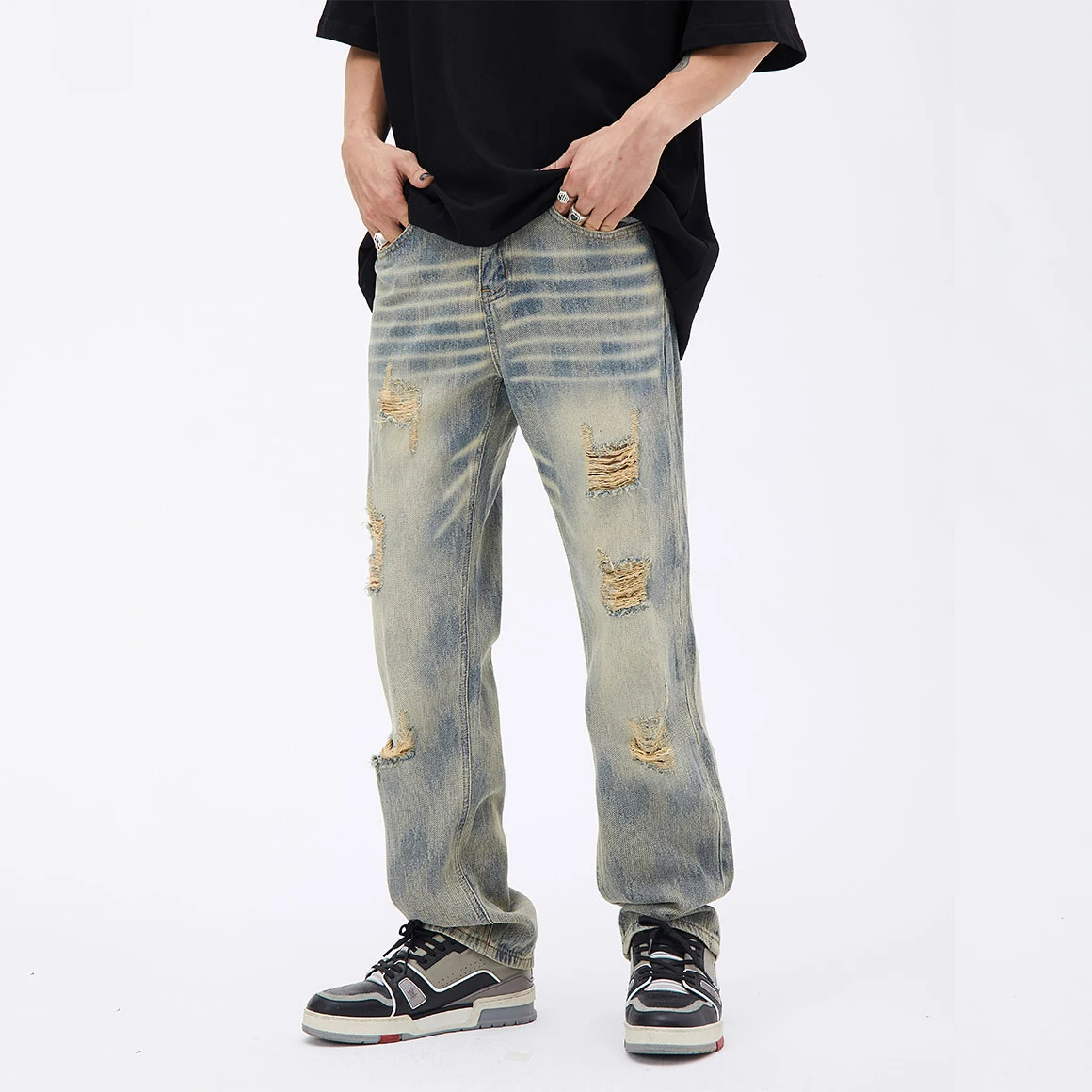 Four Seasons Men's Trousers American Fashion Trend Ripped Loose Jeans Men's and Women's Same Style Streetwear Ins Hot Sale JEANS
Four Seasons Men's Trousers American Fashion Trend Ripped Loose Jeans Men's and Women's Same Style Streetwear Ins Hot Sale JEANS