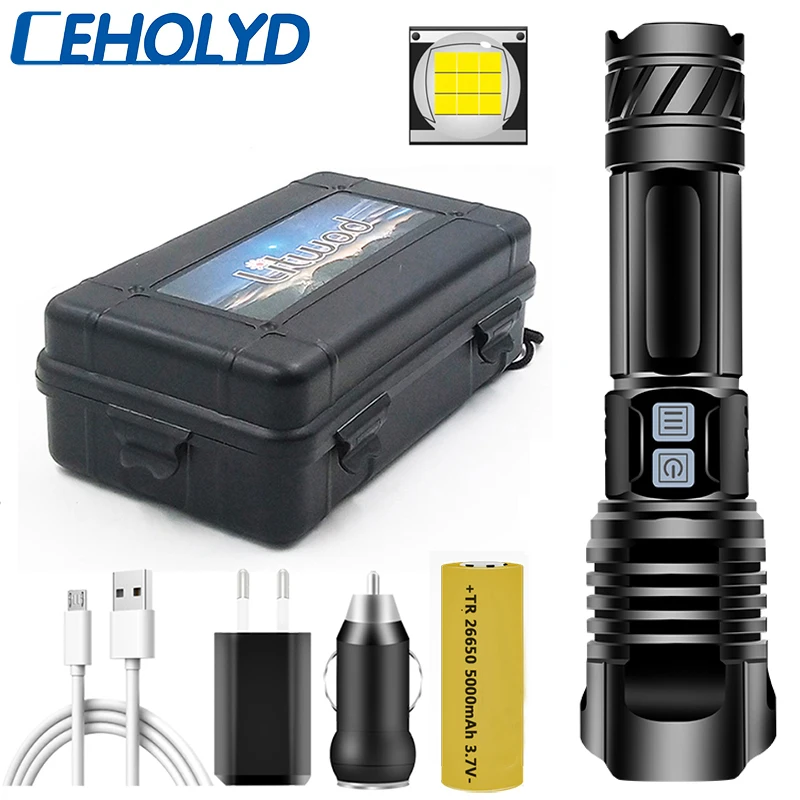 XHP100 Brightest Led Flashlight USB Rechargeable Power Bank Battery Flash Light Torch Aluminum Zoomable Waterproof Ceholyd
XHP100 Brightest Led Flashlight USB Rechargeable Power Bank Battery Flash Light Torch Aluminum Zoomable Waterproof Ceholyd