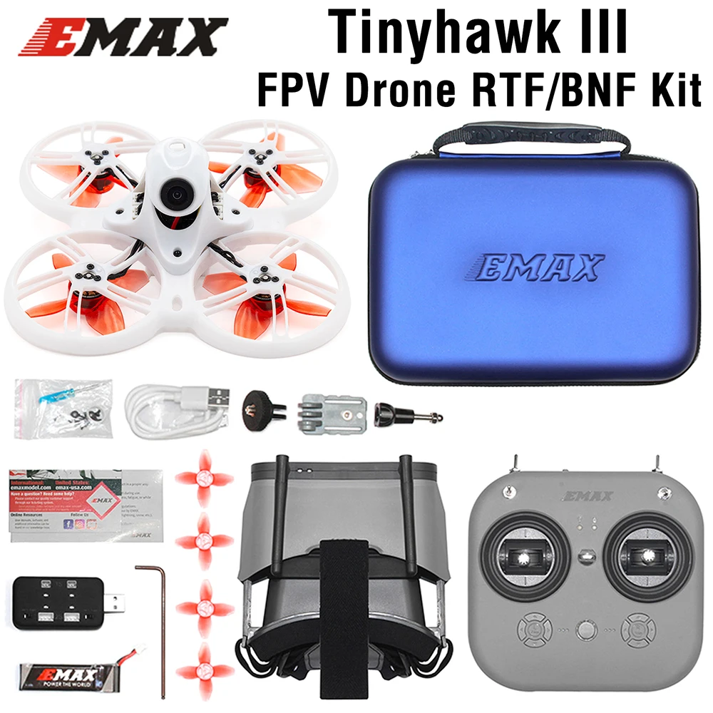 Emax Tinyhawk 3 III FPV Drone RTF Kit with Goggles and Transmitter Controller Remote Receiver FPV RC Drone Quadcopter
Emax Tinyhawk 3 III FPV Drone RTF Kit with Goggles and Transmitter Controller Remote Receiver FPV RC Drone Quadcopter