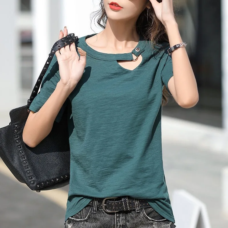 Short Sleeve Ladies T-Shirts Plus Size Ladies Tops Loose Lace Up T-Shirts Cotton Half Sleeves T-Shirts woman tshirts
Short Sleeve Ladies T-Shirts Plus Size Ladies Tops Loose Lace Up T-Shirts Cotton Half Sleeves T-Shirts woman tshirts
