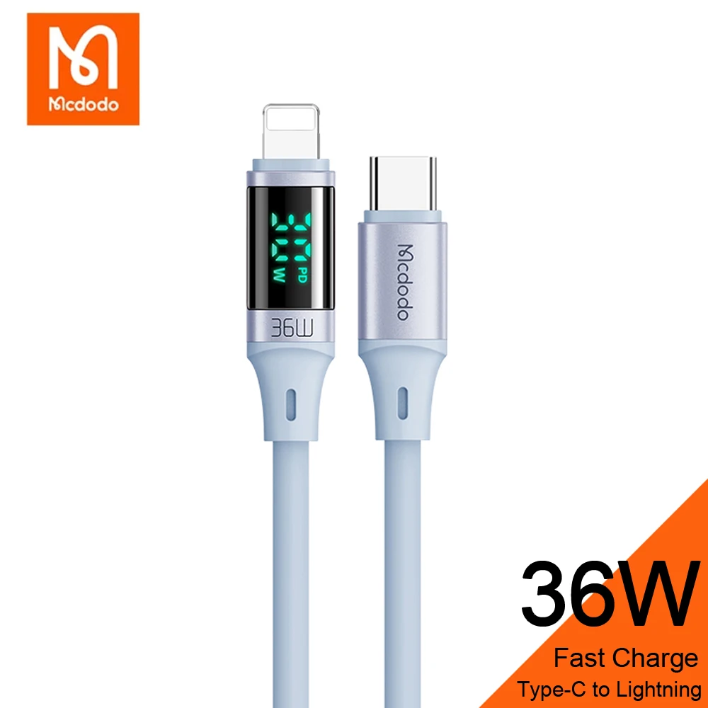 Mcdodo Type C to Lightning Cable for iPhone 14 13 12 11 Pro Max iPad AirPods iOS 36W PD Fast Charge Digital Display Charger Cord
Mcdodo Type C to Lightning Cable for iPhone 14 13 12 11 Pro Max iPad AirPods iOS 36W PD Fast Charge Digital Display Charger Cord