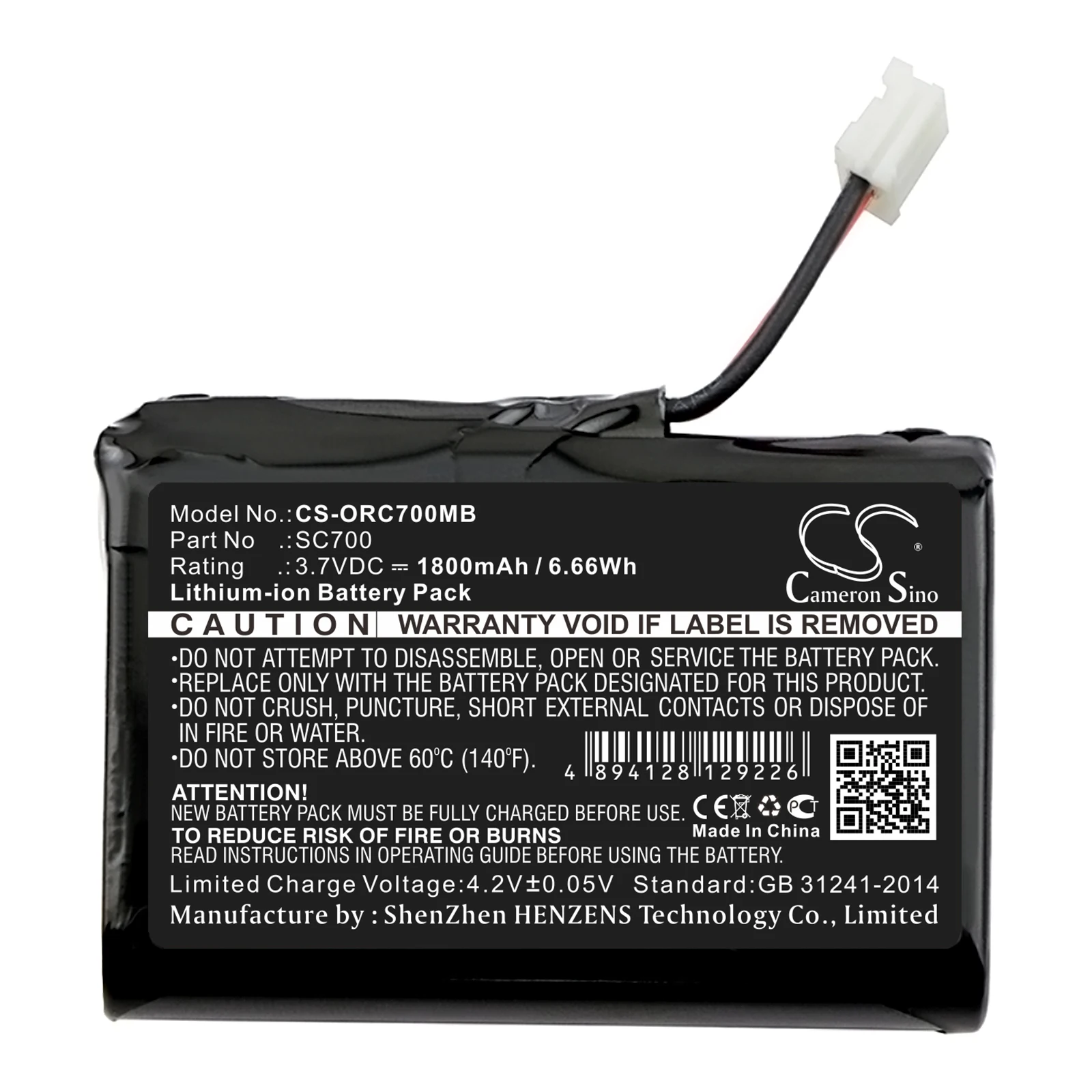 CS 1800mAh Battery For Oricom SC700 Secure 700
CS 1800mAh Battery For Oricom SC700 Secure 700