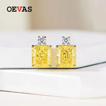 OEVAS 100% 925 Sterling Silver 5 Carat Yellow High Carbon Diamond Perfume Style Stud Earrings For Women Sparkling Fine Jewelry