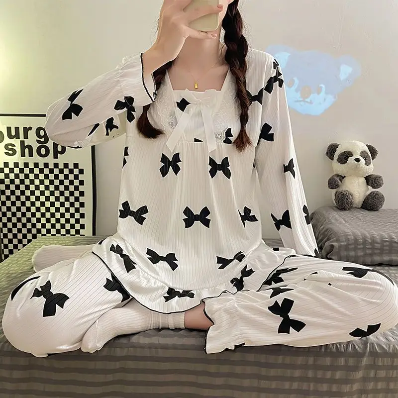 SUO&CHAO 2023 New Pajamas Set For Womens Long Sleeve V-Neck Tops And Pants Print Pyjamas Pijamas Nightgown Sleepwear Homewear
SUO&CHAO 2023 New Pajamas Set For Womens Long Sleeve V-Neck Tops And Pants Print Pyjamas Pijamas Nightgown Sleepwear Homewear