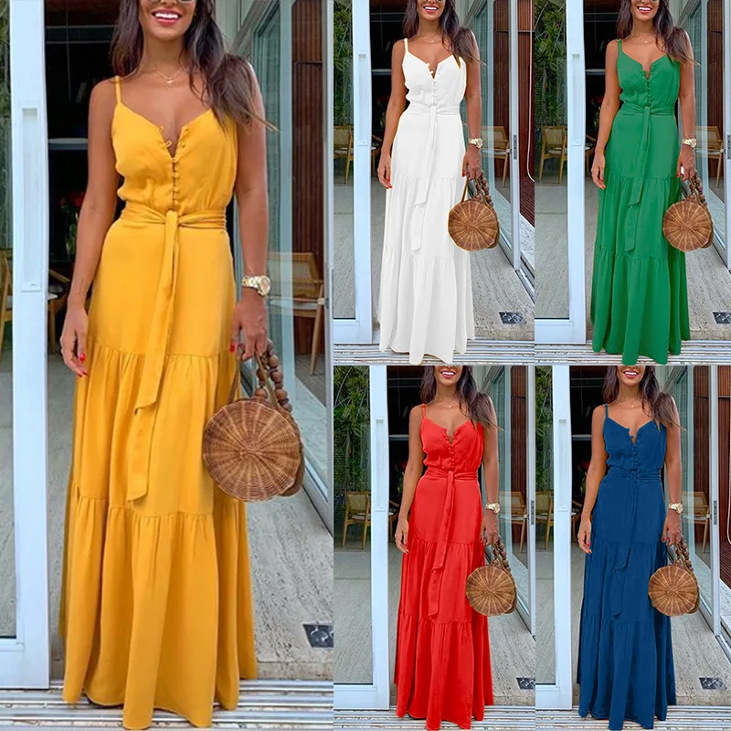 V Neck Elegant Long Dress for Women Lace-up Green A-Line Casual Holiday Summer Dress Yellow Party Robe Vestidos Clothing 22305 
V Neck Elegant Long Dress for Women Lace-up Green A-Line Casual Holiday Summer Dress Yellow Party Robe Vestidos Clothing 22305