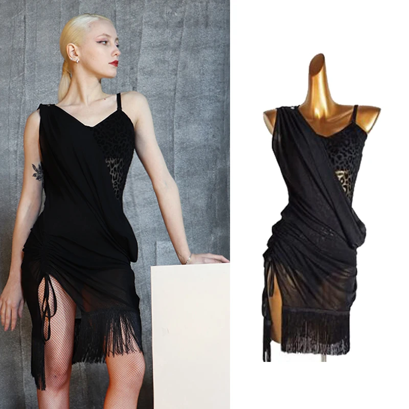 2022 New Latin Dance Dress Leopard Print Jumpsuit And Mesh Fringed Dress Two-Piece Latin Practice Performance Costumes DN7901
2022 New Latin Dance Dress Leopard Print Jumpsuit And Mesh Fringed Dress Two-Piece Latin Practice Performance Costumes DN7901