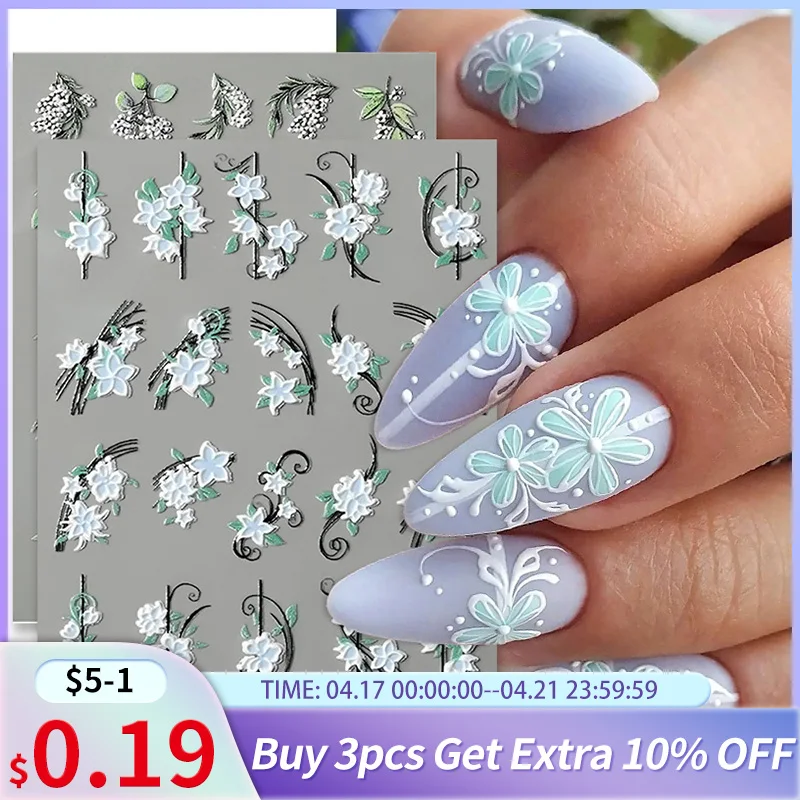 Harunouta 5D Embossed Nail Stickers White Lily of the Valley Tulip Leaves Lines Gel Polish Decals Wedding Flower Engraved Slider
Harunouta 5D Embossed Nail Stickers White Lily of the Valley Tulip Leaves Lines Gel Polish Decals Wedding Flower Engraved Slider