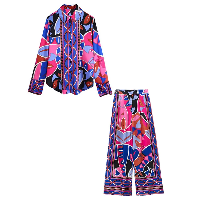 Casual Summer Suit Flowing Print Loose Sleepwear Women 2 Piece Long Sleeve Wide Leg Pants Women Pajamas Set Vintage Streetwear
Casual Summer Suit Flowing Print Loose Sleepwear Women 2 Piece Long Sleeve Wide Leg Pants Women Pajamas Set Vintage Streetwear