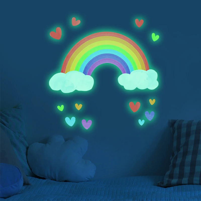Cartoon Rainbow Luminous Wall Stickers Glow In The Dark Cloud Heart DIY Wall Decal For Baby Kids Room Nursery Home Decorations
Cartoon Rainbow Luminous Wall Stickers Glow In The Dark Cloud Heart DIY Wall Decal For Baby Kids Room Nursery Home Decorations