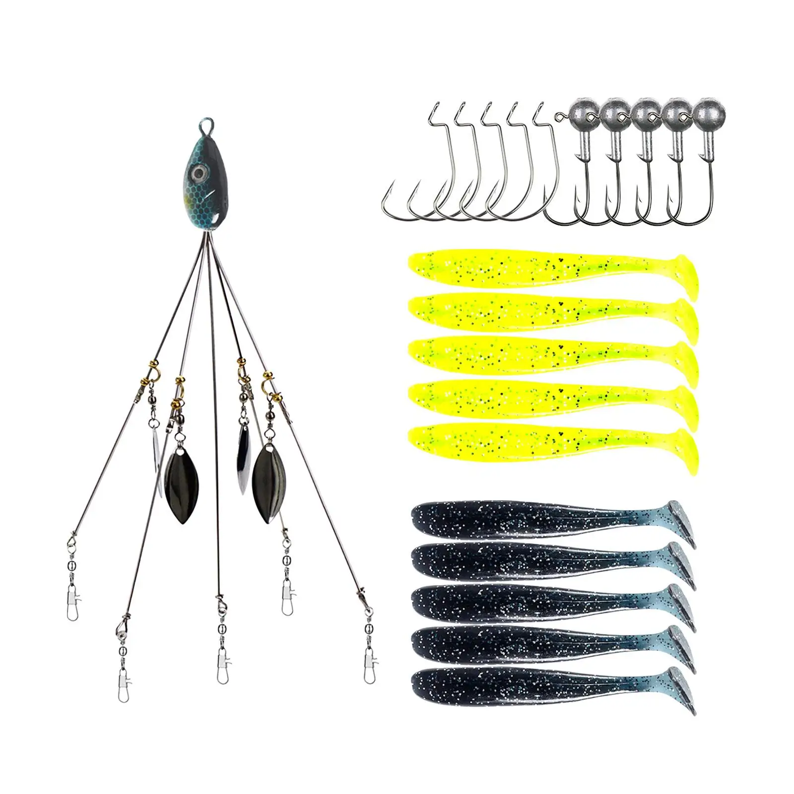 Umbrella Rig for Striper with 4 Leaves Freshwater/saltwater Fishing A Rig for Pickerel Perch Trout Walleye Crappie
Umbrella Rig for Striper with 4 Leaves Freshwater/saltwater Fishing A Rig for Pickerel Perch Trout Walleye Crappie