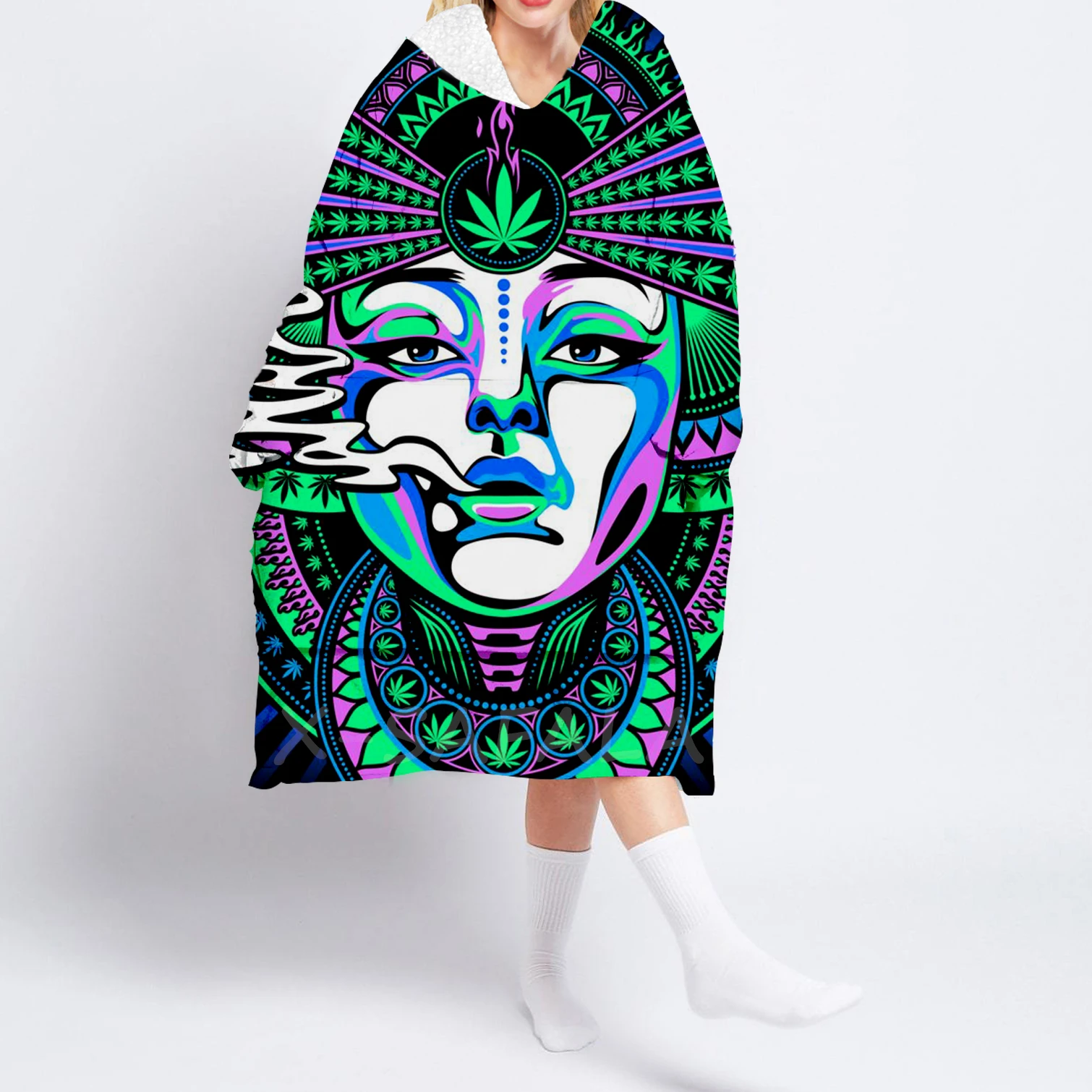Trippy Girl Printed Oversized Hooded Wearable Blanket Hoodie Robes Sherpa Pocket Female Man Sleepwear Nightdress Pajamas
Trippy Girl Printed Oversized Hooded Wearable Blanket Hoodie Robes Sherpa Pocket Female Man Sleepwear Nightdress Pajamas
