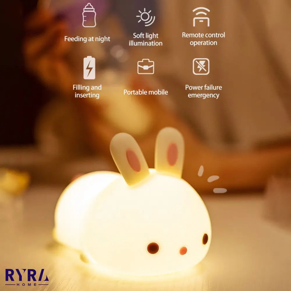Rabbit Touch Night Lights Silicone Dimmable USB Rechargeable Lamps For Children Baby Gifts Cartoon Cute Animal Bunny Night Lamp
Rabbit Touch Night Lights Silicone Dimmable USB Rechargeable Lamps For Children Baby Gifts Cartoon Cute Animal Bunny Night Lamp