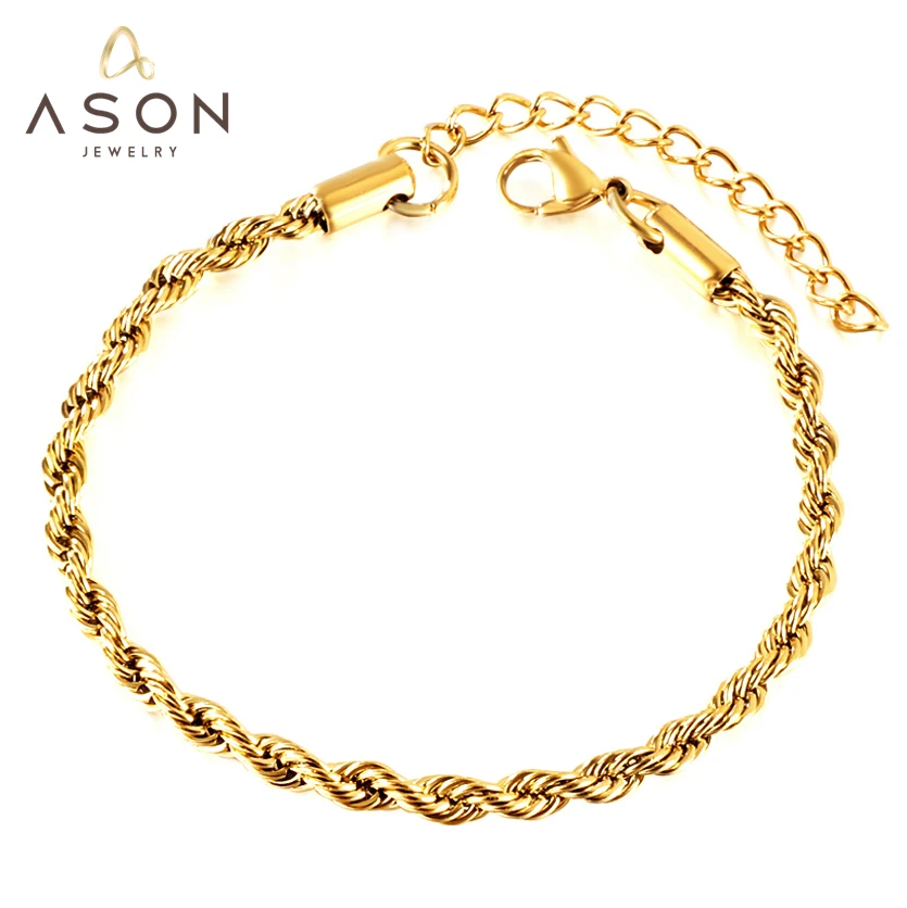ASONSTEEL Twist Link Chains Bracelets Bangle On Hand With 5cm Extender Gold Color Stainless Steel For Women Men Fashion Jewelry
ASONSTEEL Twist Link Chains Bracelets Bangle On Hand With 5cm Extender Gold Color Stainless Steel For Women Men Fashion Jewelry