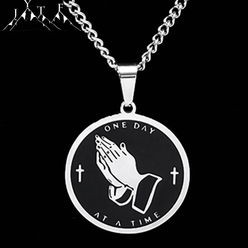Creative One Day At A Time Cross Pendant Men's Necklace Stainless Steel Faith God Bless Prayer Hand Necklaces Hip Hop Jewelry
Creative One Day At A Time Cross Pendant Men's Necklace Stainless Steel Faith God Bless Prayer Hand Necklaces Hip Hop Jewelry