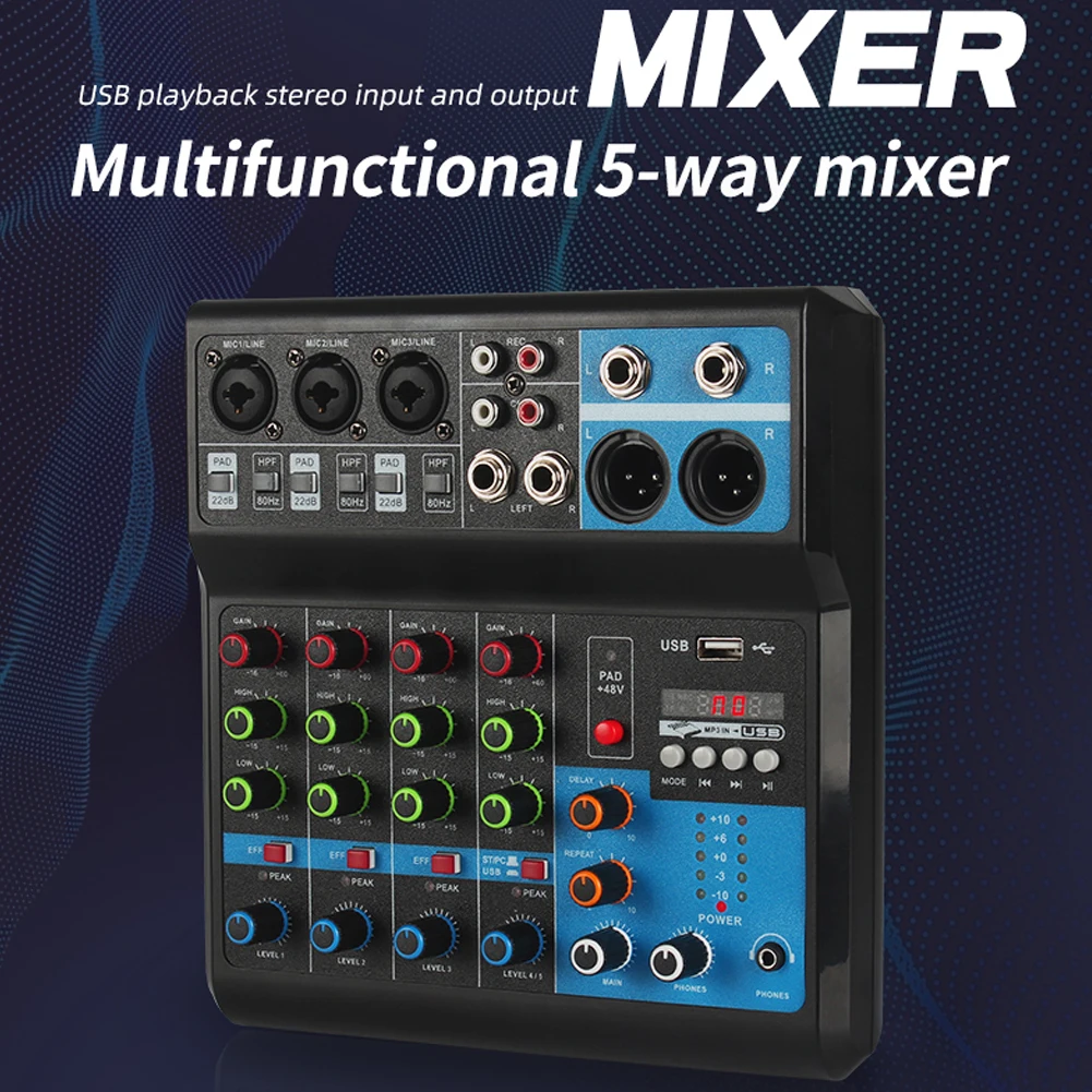 5 Channel Mini Audio Mixer Bluetooth USB DJ Console Sound Card Studio Recording Computer Stage Recording DJ Model Number
5 Channel Mini Audio Mixer Bluetooth USB DJ Console Sound Card Studio Recording Computer Stage Recording DJ Model Number