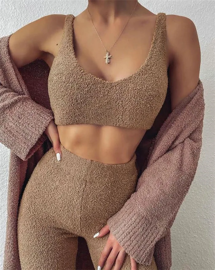 Fluffy Two Piece Set Lounge Sexy 2 Piece Set Women Sweater knit Set Tank Top And Pants Casual Homewear Outfits Home Suit
Fluffy Two Piece Set Lounge Sexy 2 Piece Set Women Sweater knit Set Tank Top And Pants Casual Homewear Outfits Home Suit