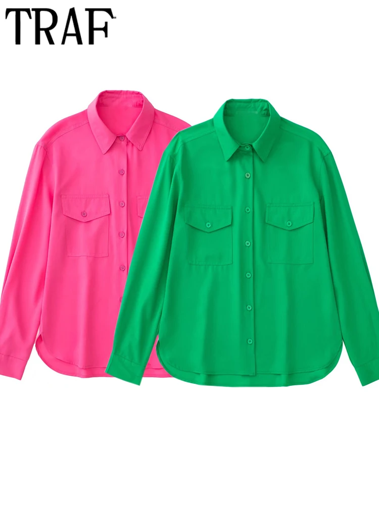 TRAF 2022 Green Women Shirt Set Pink Baggy Shirts Woman Summer Loose Blouses Women Casual Long Sleeve Button Up Shirt Women Tops
TRAF 2022 Green Women Shirt Set Pink Baggy Shirts Woman Summer Loose Blouses Women Casual Long Sleeve Button Up Shirt Women Tops
