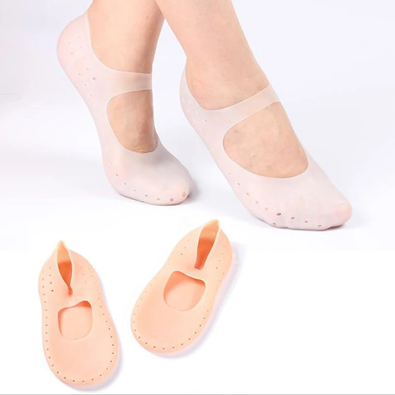 

2 Pcs Silicone Insole Gel Sock Foot Care Tool Feet Protector Pain Relief Crack Prevention Moisturize Dead Skin Removal Sock