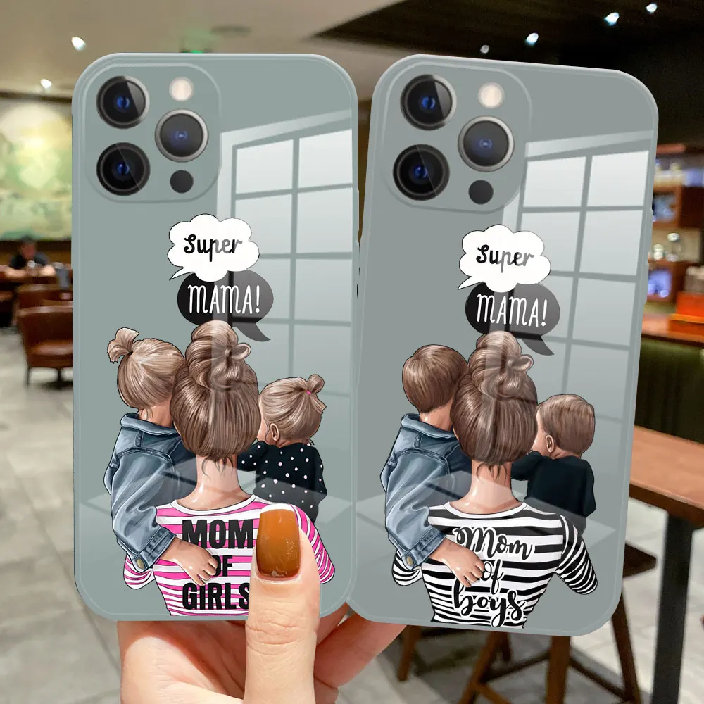 Super Mama Girl Mom Boy Baby Phone Case For iPhone 11 12 13 Pro Max Mini XS 7 8 Plus XR XS Max SE 20 grey blue Glass Back Cover
Super Mama Girl Mom Boy Baby Phone Case For iPhone 11 12 13 Pro Max Mini XS 7 8 Plus XR XS Max SE 20 grey blue Glass Back Cover