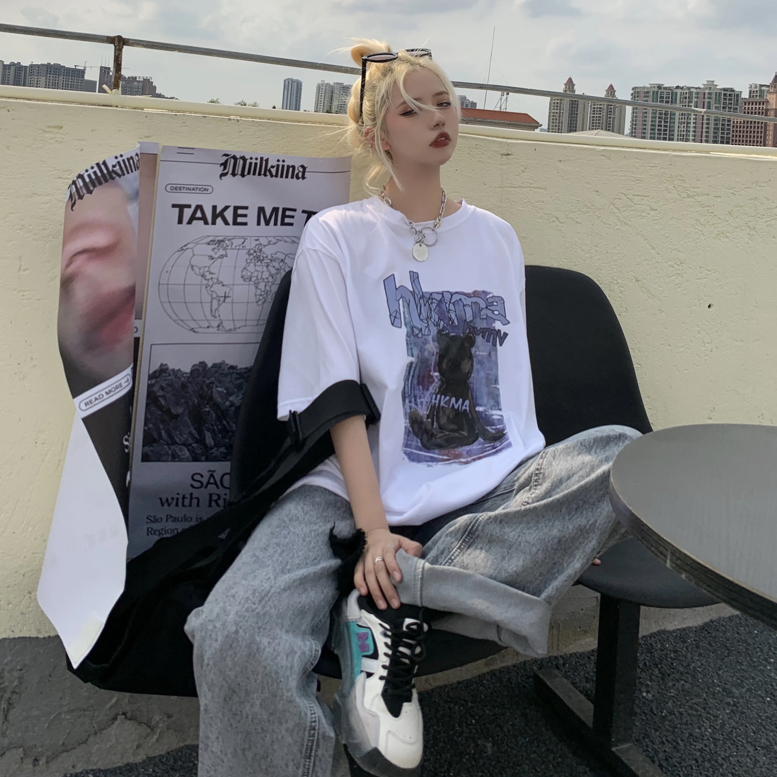 Women's T-shirt Ulzzang Harajuku T Shirt Women O Neck Tee Casual Short Sleeve Oversized T Shirt Streetwear Tops Female Clothes
Women's T-shirt Ulzzang Harajuku T Shirt Women O Neck Tee Casual Short Sleeve Oversized T Shirt Streetwear Tops Female Clothes