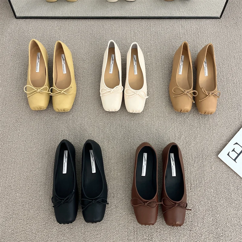 

Bailamos Women Flats Women Slip on Loafer Spring Summer Ballet Shoes Round Toe Shallow Bowtie Ballerina Soft Moccasin Zapatos