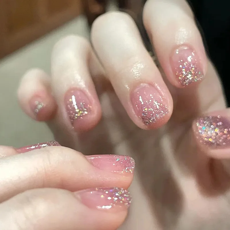 24Pcs/Box Glitter Sequins Fake Nails Press On Nails Short Square Head Nails Tips With Glue Sticker Nails Set Press On Nail Art
24Pcs/Box Glitter Sequins Fake Nails Press On Nails Short Square Head Nails Tips With Glue Sticker Nails Set Press On Nail Art