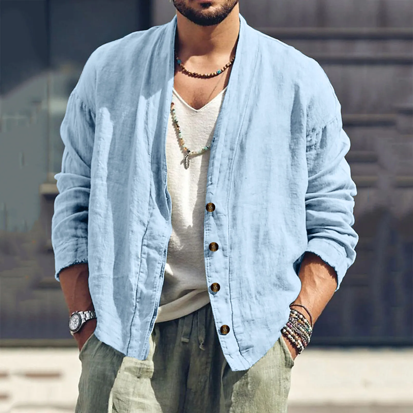 Cotton Linen Shirt Solid Color Men'S Shirts All-Match Button Cardigan Tops Fashion Spring Long Sleeve Men Clothes Daily Outfits
Cotton Linen Shirt Solid Color Men'S Shirts All-Match Button Cardigan Tops Fashion Spring Long Sleeve Men Clothes Daily Outfits