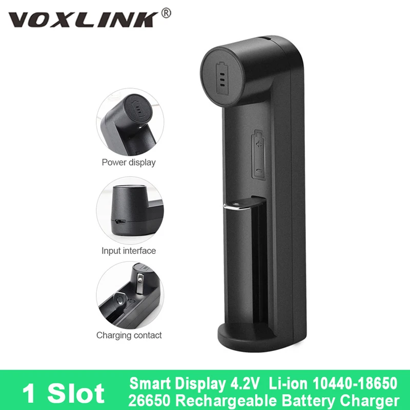 Зарядное устройство VOXLINK 18650 для литий-ионных батарей, 1 слот, USB-зарядка для 18650 26650 18350 21700 26700 26500, аккумуляторных литиевых батарей
Зарядное устройство VOXLINK 18650 для литий-ионных батарей, 1 слот, USB-зарядка для 18650 26650 18350 21700 26700 26500, аккумуляторных литиевых батарей