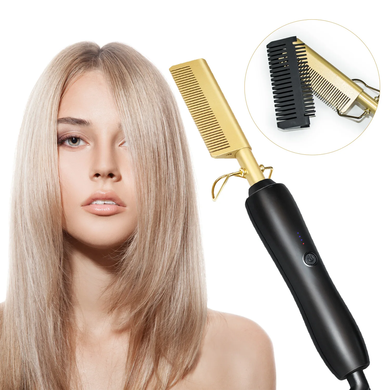 

Hot Comb Hair Straightener Curler Comb Electric Hot Air Comb Flat Iron Wet Dry Hair Straightening Brush Curling Iron Home Styler