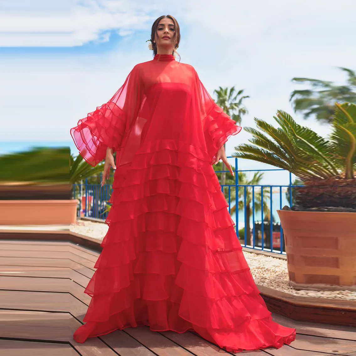 Pretty Red Layered Long Women Maxi Dresses Puff Sleeves High Collar Modest Formal Party Dresses Muslim Prom Gowns
Pretty Red Layered Long Women Maxi Dresses Puff Sleeves High Collar Modest Formal Party Dresses Muslim Prom Gowns