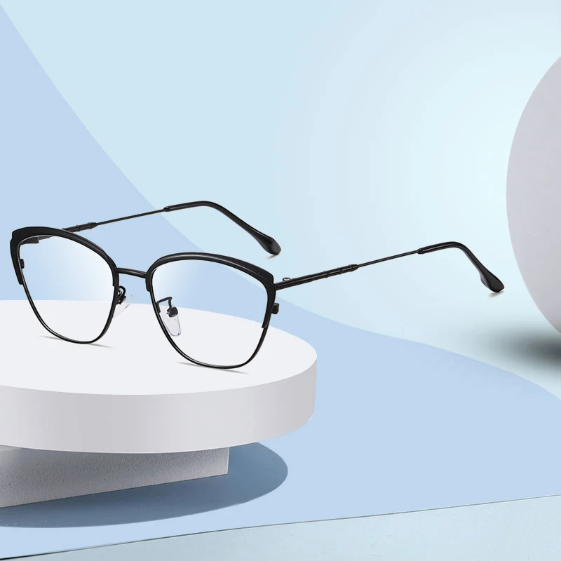 Blue Light Blocking Glasses Frame New Women Cat Eye Full Rim Alloy Fashion Female Anti-Blue Ray Optical Eyeglasses with Recipe
Blue Light Blocking Glasses Frame New Women Cat Eye Full Rim Alloy Fashion Female Anti-Blue Ray Optical Eyeglasses with Recipe