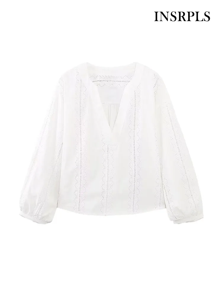 INSRPLS Women Fashion With Lace Cutwork Embroidery Blouses Vintage V Neck Puff Sleeves Female Shirts Blusas Chic Tops
INSRPLS Women Fashion With Lace Cutwork Embroidery Blouses Vintage V Neck Puff Sleeves Female Shirts Blusas Chic Tops