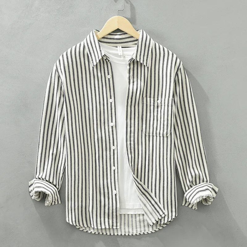 2023 Autumn New Polo Collar Long Sleeve Shirt Men's Fashion Retro Loose Stripe Breathable Square Neck High Quality Shirt
2023 Autumn New Polo Collar Long Sleeve Shirt Men's Fashion Retro Loose Stripe Breathable Square Neck High Quality Shirt