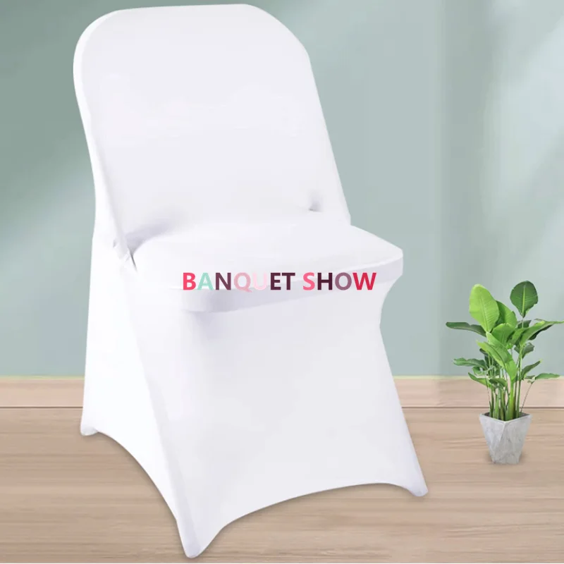 

White Folding Lycra Spandex Chair Cover For Wedding Banquet Event Stretch Chair Covers Deocration