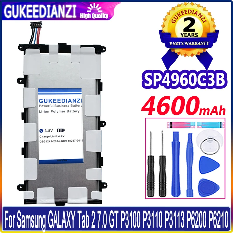 

Bateria 4600mAh SP4960C3B Battery For Samsung GALAXY Tab 2 7.0 GT P3100 P3110 P3113 P6200 P6210 Tab2 7.0 High Capacity Battery
