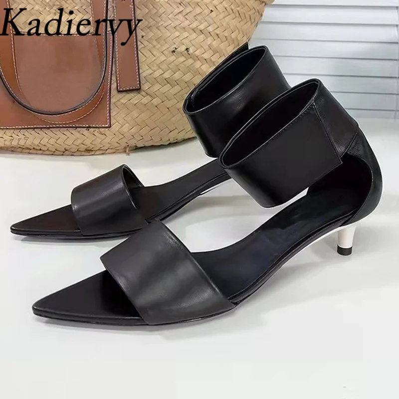 Summer Kitten Heels Gladiator Sandals Women Black White Genuine Leather Pointed Peep Toe Sandals Woman Runway Shoes Women
Summer Kitten Heels Gladiator Sandals Women Black White Genuine Leather Pointed Peep Toe Sandals Woman Runway Shoes Women