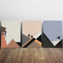 Climbing Print Boho Art Living Room Decor Mountain hike Modern Mid Century Canvas Painting For Minimal Snowboarding Mural Gift