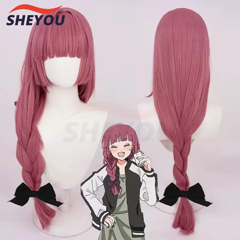 

Anime BOCCHI THE ROCK! Hiroi Kikuri Cosplay Wig Long Dark Pink Braid Heat Resistant Synthetic Hair Halloween Wigs + Wig Cap