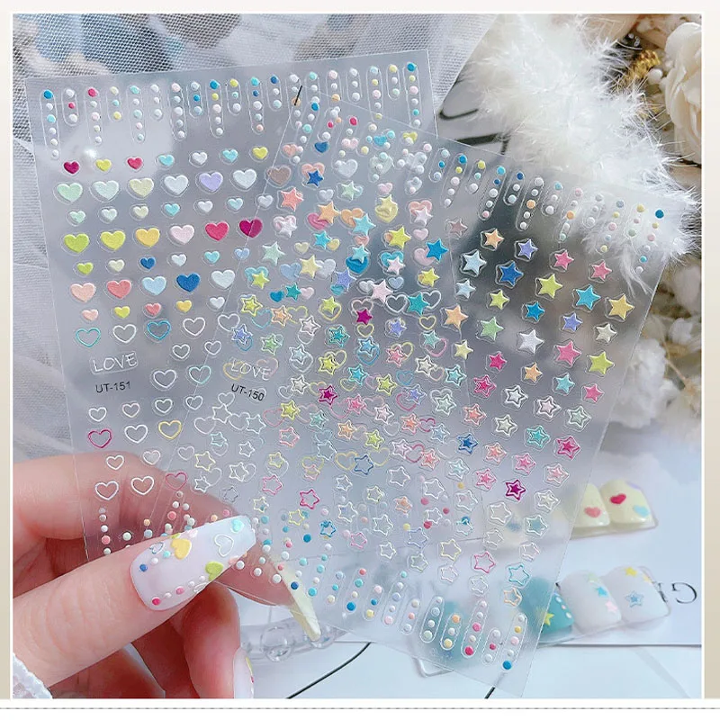 Pink and blue gradual cut-out five-pointed star love 5D Soft Embossed Reliefs Self Adhesive Nail Art Stickers Manicure Decals
Pink and blue gradual cut-out five-pointed star love 5D Soft Embossed Reliefs Self Adhesive Nail Art Stickers Manicure Decals