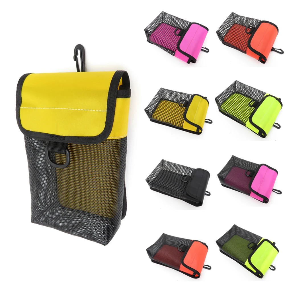 

1pc Heavy Duty Mesh Bag Scuba Dive Reel Snap Safety Marker Buoy Holder Storage Pocket Portable Lightweight Carry Mesh Pouch