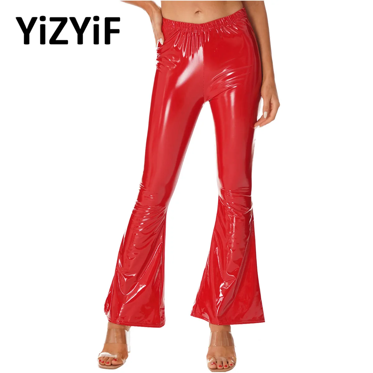 Womens High Waist Patent Leather Flared Pants Clubwear Sexy Wetlook Solid Bell-Bottomed Trousers Stage Performance Clothes
Womens High Waist Patent Leather Flared Pants Clubwear Sexy Wetlook Solid Bell-Bottomed Trousers Stage Performance Clothes