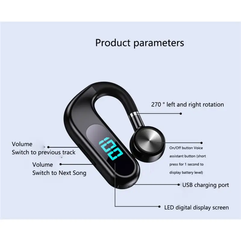 10 M S30 Wireless Headset Single Ear Rotary Commercial Sports Ear Hook Led Digital Display Waterproof S30 Sports Headphones
10 M S30 Wireless Headset Single Ear Rotary Commercial Sports Ear Hook Led Digital Display Waterproof S30 Sports Headphones